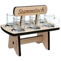 DanDiBo Ambiente DanDiBo Schnapsbrett 20cm mit Gravur Stammtisch mit 6 Gläser Schnapslatte Schnapsleiste Schnapsrunde Serviertablett
