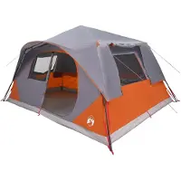 vidaXL Sofort Zelt 10 Personen Grau und Orange Polyester und Stahl