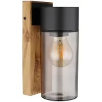Globo Lighting LED Wandleuchte ETSI, E27, Edelstahl, Schwarz, Rauchglas, H 22,5 cm