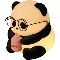 Aibecy Sitzendes Panda Pat Light Niedliches Ornament Hochwertiges Schlafzimmer Umgebungslichtsensor Augenpflege Silikon Nachtlicht
