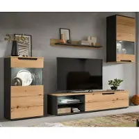 Inn.Furn Wohnwand "Briska" in Artisan Eiche und grau 4-teilig 246 cm, Soft-Close