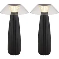 Globo Lighting 2x LED Tischleuchte, Schwarz, Touchdimmer, Akku, H 28 cm