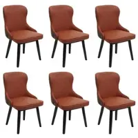 Mendler 6er-Set Esszimmerstuhl HWC-M60, Polsterstuhl Küchenstuhl Lehnstuhl Stuhl, Stoff/Textil Massiv-Holz terrakotta-braun