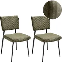 Beliani Esszimmerstuhl 2er Set Olivgrün aus Cord Stoff Gepolstert mit Eisenbeinen Retro Eleganter Moderner Stil Stühle für Esszimmer Küche