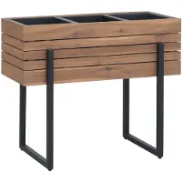 MCW Hochbeet -P85, Pflanzbeet Blumen-/Pflanzkasten Pflanzkübel, Outdoor Metall Akazie Holz MVG 68x80x30cm ~ hellbraun