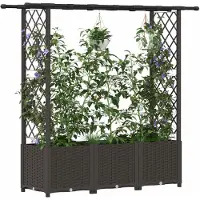 vidaXL Hochbeet mit Rankgitter und Dach Braun 162,5 x 40 x 136 cm PP