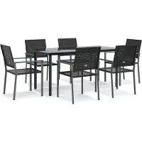 vidaXL 7-tlg. Garten-Essgruppe Poly Rattan und Stahl