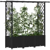 vidaXL Hochbeet mit Rankgitter und Dach Schwarz 162,5 x 40 x 136 cm PP