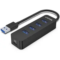 UNITEK uHUB Q4, USB 3.2 Gen 1 (3.1 Gen 1) Type-A, USB 3.2 Gen 1 (3.1 Gen 1) Type-A, USB 3.2 Gen 1 (3.1 Gen 1) Type-C, 5000 Mbit/s, Schwarz, Acrylnitril-Butadien-Styrol (ABS), USB