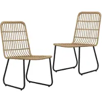 vidaXL Gartenstühle 2 Stk. Poly Rattan Eiche