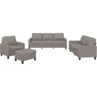 vidaXL 4-tlg. Sofagarnitur mit Kissen Taupe Stoff