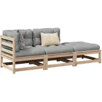 vidaXL 3-tlg. Garten-Sofagarnitur mit Kissen Massivholz Kiefer