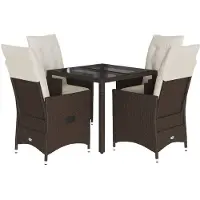 vidaXL 5-tlg. Garten-Essgruppe mit Kissen Braun Poly Rattan