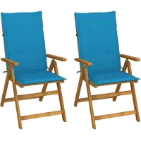 vidaXL 2 verstellbare Klappstühle mit Kissen aus massivem Akazienholz
