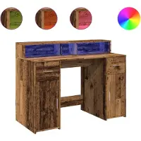 vidaXL LED-Schreibtisch Altholz-Optik 120x55x91 cm Holzwerkstoff