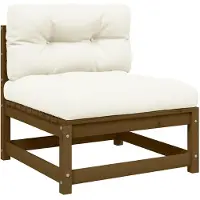 vidaXL Garten-Mittelsofa mit Creme Kissen Massivholz Kiefer
