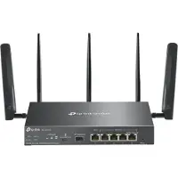 TP-LINK Omada ER706W-4G, Wi-Fi 6 (802.11ax), Dual-Band (2,4 GHz/5 GHz), Ethernet/LAN, 4G, Schwarz, Desktop-/Pol-Router