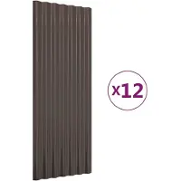vidaXL Dachpaneele 12 Stk. Verzinkter Stahl Braun 100x36 cm