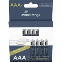 MediaRange MRBAT160, Wiederaufladbarer Akku, AAA, Lithium-Ion (Li-Ion), 1,5 V, 4 Stück(e), 500 mAh