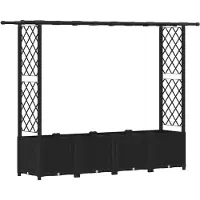 vidaXL Hochbeet mit Rankgitter und Dach Schwarz 203 x 40 x 136 cm PP