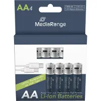 MediaRange MRBAT161, Wiederaufladbarer Akku, AA, Lithium-Ion (Li-Ion), 1,5 V, 4 Stück(e), 1400 mAh