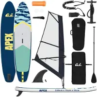 vidaXL Aufblasbares SUP-Board mit Segel APEX 330 x 76 x 15 cm Blau für