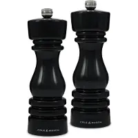 Cole & Mason London Pfeffer- & Salzmühlen Set 18cm, Schwarz Hochglanz, Verstellbares Mahlen, Geschenkbox