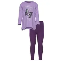 Kidsworld Langarmshirt & Leggings "2tlg. Set Shirt + Leggings mit Glitzerdetails" Set, 2, 2 niedlicher Schmetterling für kleine Mädchen