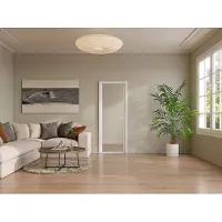Vente-unique Reversibler Aluminium- und Sicherheitsglas-Türblock - H204 x B93 cm - Weiß - LOXTON
