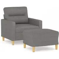 vidaXL Sessel mit Hocker Dunkelgrau 60 cm Stoff