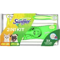 Swiffer 2in1 Kit, 1 Bodenwischer + 8 Trockene Bodentücher und Staubmagnet St
