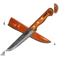Pirge Elite Handgeschmiedet Schlachtermesser mit Lederscheide 19 cm Metzgermesser - Exzellenter Schärfe Fleischermesser - Naturholz Griffdesign