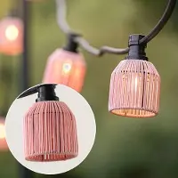 LumenXL Illu sets inklusive Schirmen in Rosa mit Rattanoptik, erhältlich mit verschiedenen LED-Lampen
