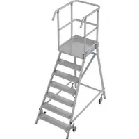 Krause STABILO PodestLeiter fahrbar, einseitig begehbar, 7 Stufen, Arbeitshöhe 3,70 m
