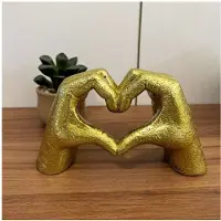 Jojomino Skulptur in Form Von Herzhänden, Goldene Wohnzimmerdekoration, Süße Geste in Herzform, Moderne Liebesstatue mit Finger