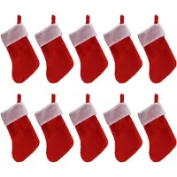 Jojomino 10 STÜCKE Roter Filz WeihnachtsstrüMpfe WeihnachtsstrüMpfe Halter Socken Home Kamin Geschenk Aufbewahrungsbeutel für Den Urlaub