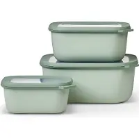 Mepal Set Frischhaltedosen Cirqula - Mikrowellengeschirr - Multikom rechteckig hoch 3-teilig (750+1500+3000 ml) - Nordic sage - Meal prep boxen