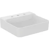 Ideal standard Conca Waschtisch, 3 Hahnlöcher, ohne Überlauf, geschliffen, 500x450x145 mm, T3816MA, Farbe: Weiß mit Ideal Plus