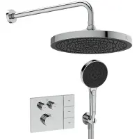 Ideal standard Duscharmaturen-Set – Ceratherm Navigo Unterputzthermostat, Solos 3-Funktions-Kopf- und Handbrause