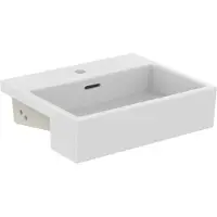 Ideal standard Extra Halbeinbauwaschtisch, 1 Hahnloch, mit Überlauf, 500x420x145 mm, T3735MA, Farbe: Weiß mit Ideal Plus