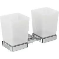 Ideal standard IOM Cube Glashalter E2205AA doppelt, Glas satiniert, mit Befestigungssatz, verchromt