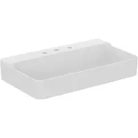 Ideal standard Conca Waschtisch, 3 Hahnlöcher, ohne Überlauf, geschliffen, 800x450x145 mm, T3830MA, Farbe: Weiß mit Ideal Plus