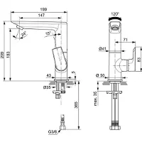Ideal standard IDS Waschtischarmatur TESI mit hohem schwenkbarem Auslauf chrom