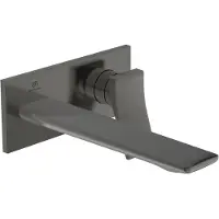 Ideal standard Conca Wand-Waschtischarmatur, Unterputz, Ausladung 220mm, rechteckige Rosette, A7372A5, Farbe: Magnetic Grey