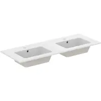 Ideal standard Eurovit Möbel-Doppelwaschtisch E053401 je 1 Hahnloch, mit Überlauf, 121,5 x 45,5 x 15,5 cm, weiß