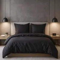 TRAUMSCHLAF Uni Mako-Satin Bettwäsche 2x Kissenbezug 65x100 cm | schwarz - schwarz