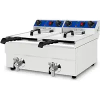 VERTES Friteuse aus Edelstahl 2x 13 Liter Fassungsvermögen, 50-250°C, 2x 3000W, 230V, Kaltzonenprinzip, 2 Körbe, Gastro Fritöse