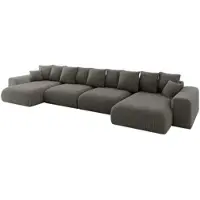 ALTDECOR Ecksofa mit Schlaffunktion und Bettkasten ESKAR-U2 - 464x176x72 cm Grau - Corner Sofa Eckcouch Couch U-Form universal, links/rechts angeordnet Schlafcouch Ausziehbar Wohnlandschaft