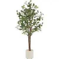 ML-Design Künstliche Eukalyptus 180 cm mit Naturholzstamm Outdoor