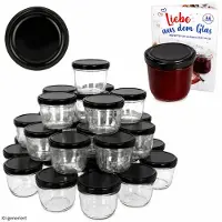 MamboCat 100er Set Sturzgläser 230 ml TO 82 mit schwarzen Deckeln inkl. Diamant-Zucker Gelierzauber Rezeptheft
